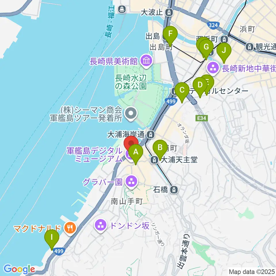 旧香港上海銀行長崎支店記念館周辺のコンビニエンスストア一覧地図