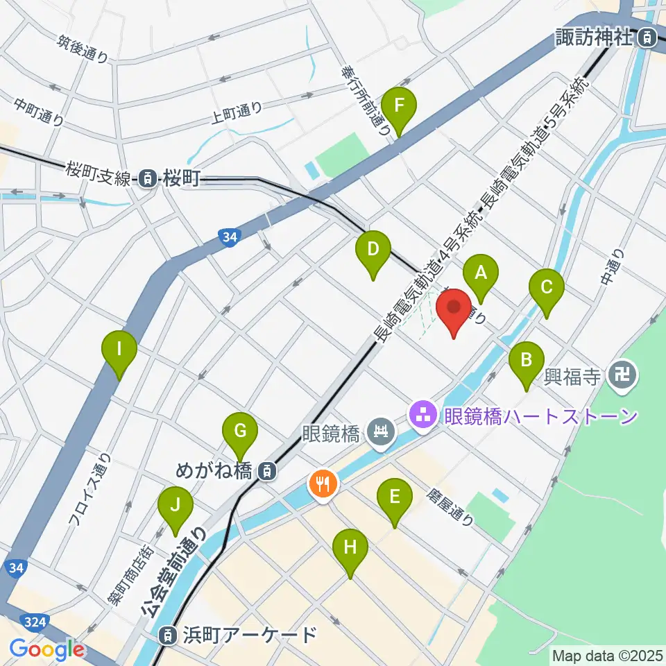 長崎市民会館周辺のコンビニエンスストア一覧地図