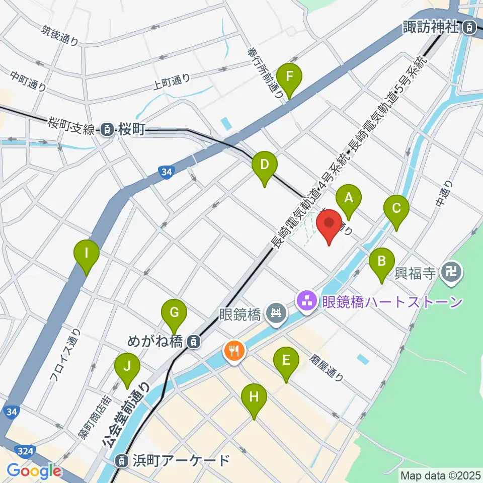 長崎市民会館周辺のコンビニエンスストア一覧地図