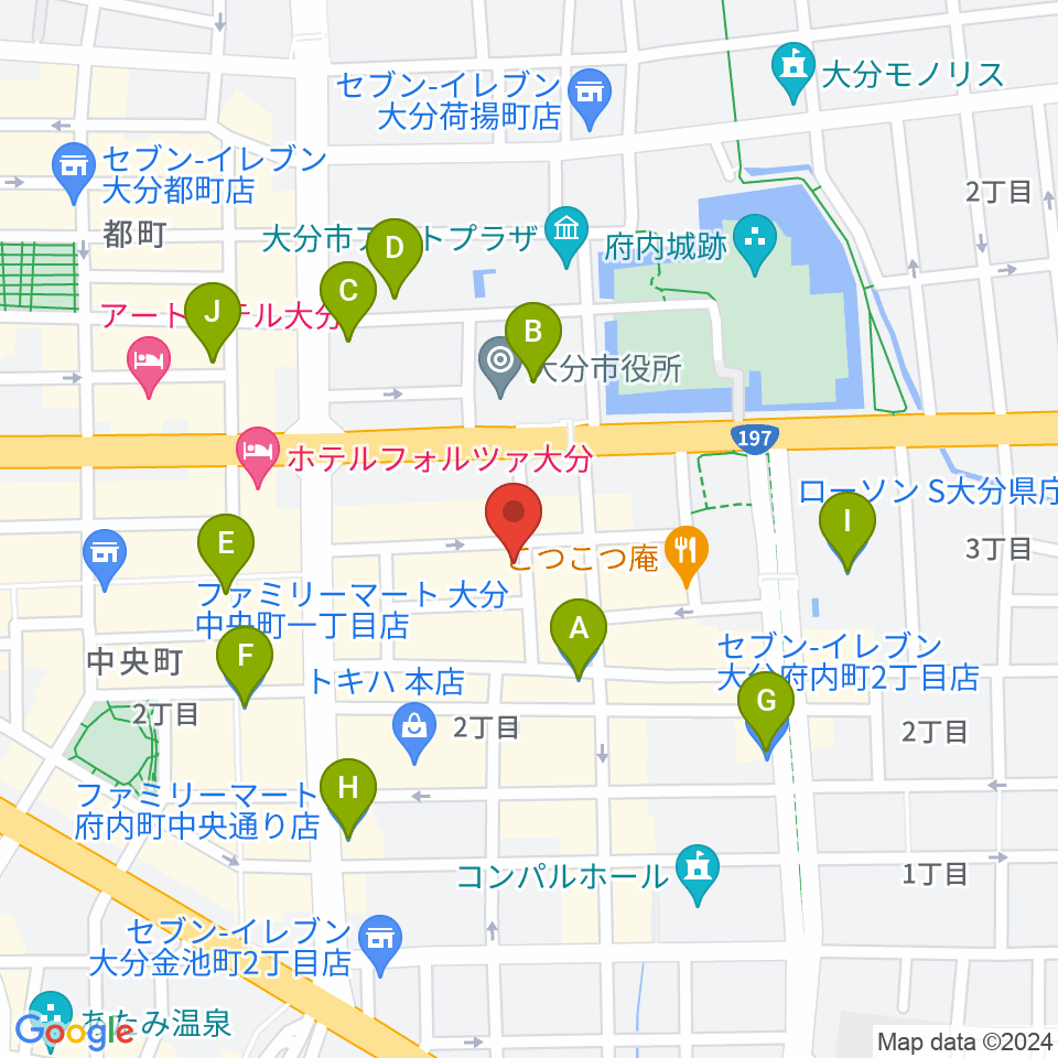 大分club SPOT周辺のコンビニエンスストア一覧地図