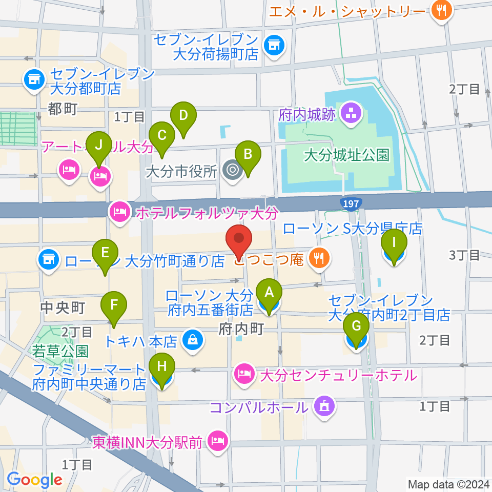 大分club SPOT周辺のコンビニエンスストア一覧地図