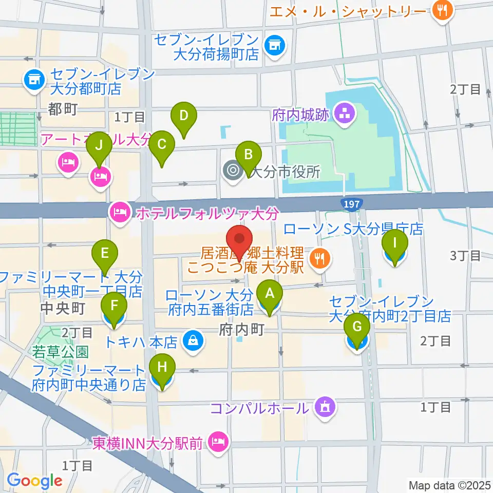 大分club SPOT周辺のコンビニエンスストア一覧地図