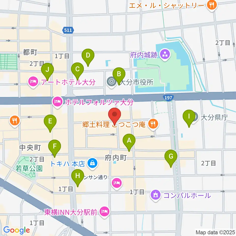 大分club SPOT周辺のコンビニエンスストア一覧地図