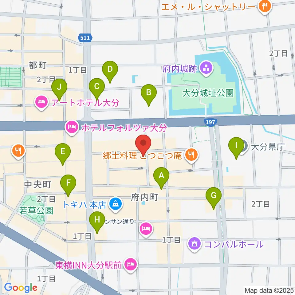大分club SPOT周辺のコンビニエンスストア一覧地図