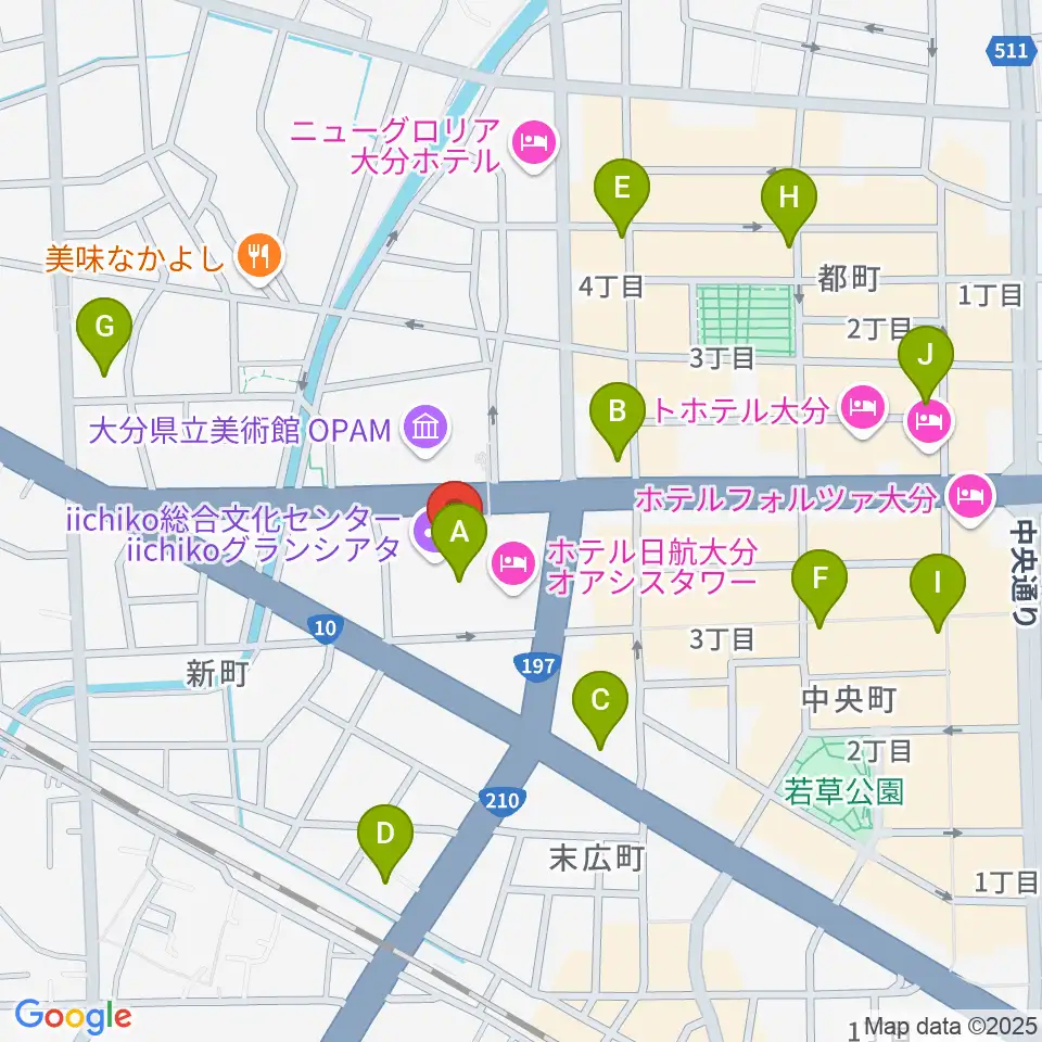 iichiko総合文化センター周辺のコンビニエンスストア一覧地図