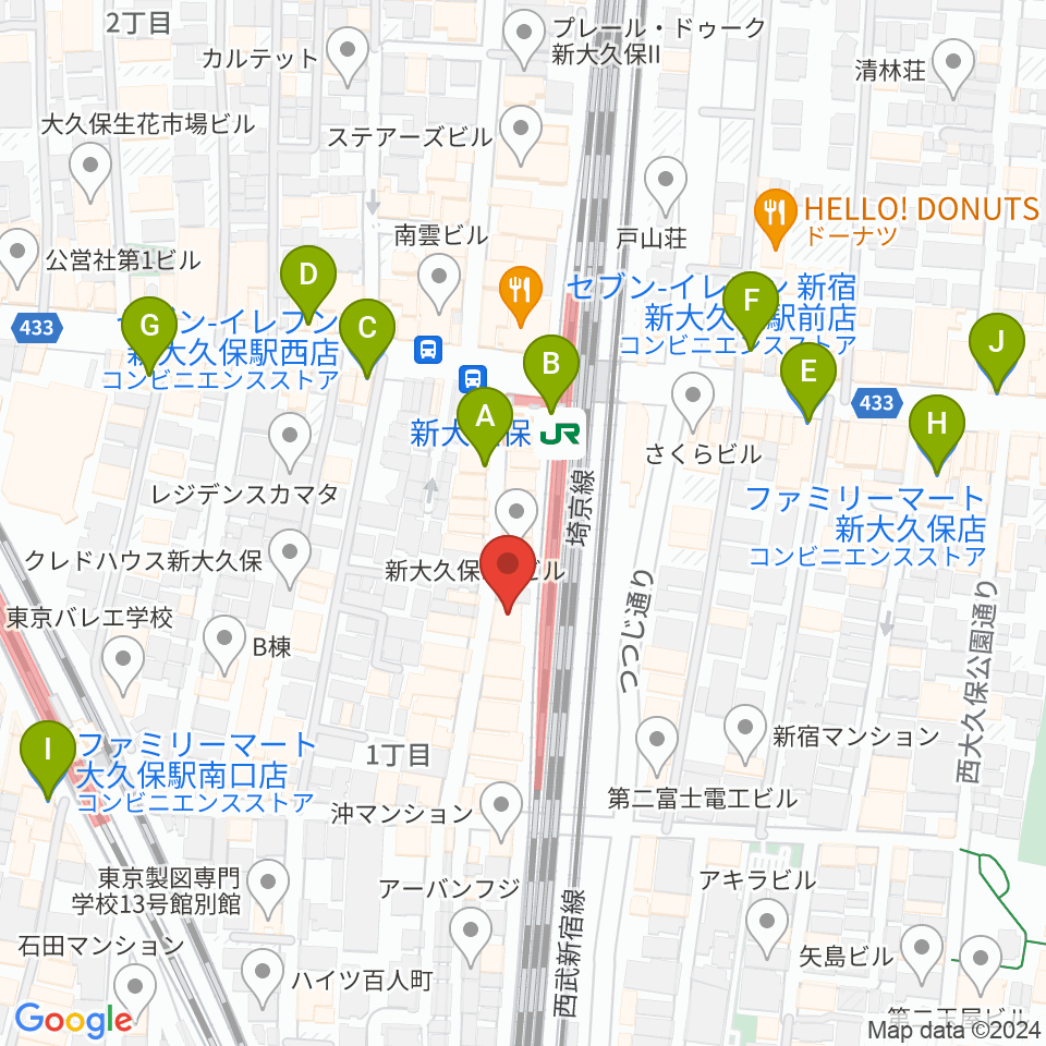 クロサワ楽器 日本総本店周辺のコンビニエンスストア一覧地図