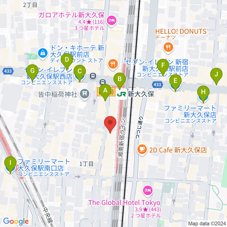 クロサワ楽器 日本総本店周辺のコンビニエンスストア一覧地図