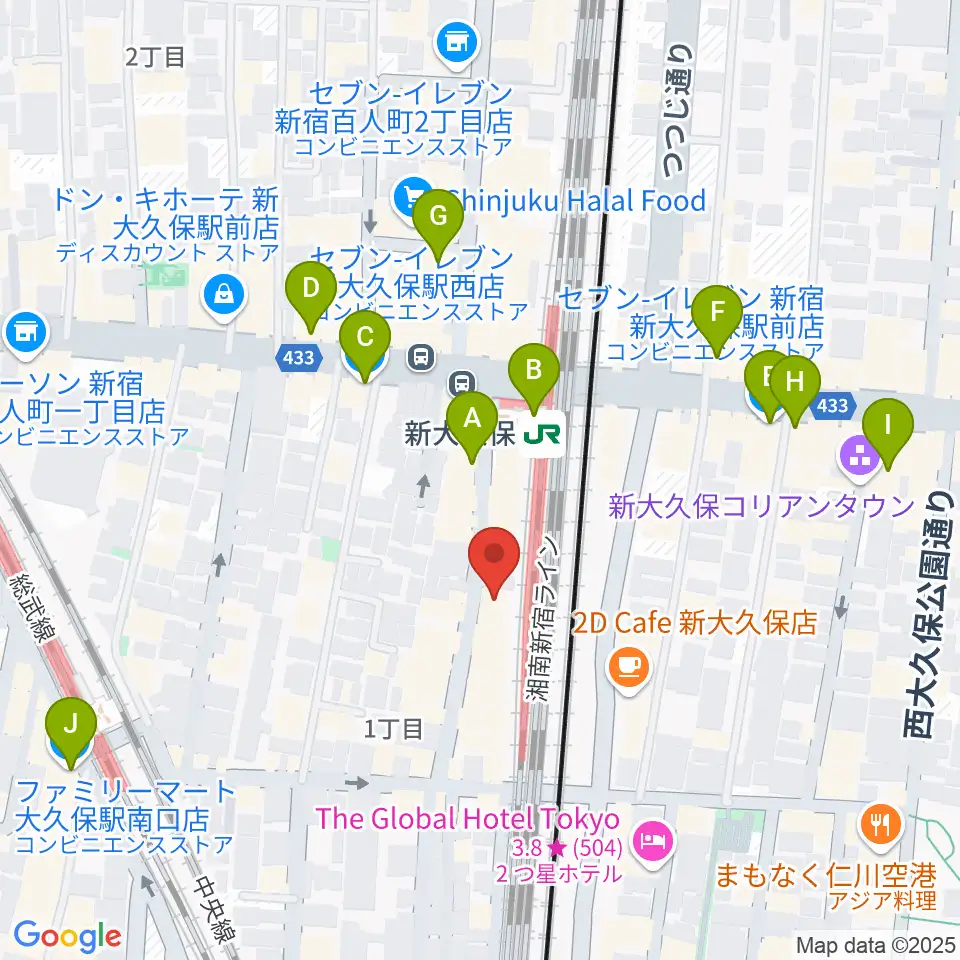 クロサワ楽器 日本総本店周辺のコンビニエンスストア一覧地図