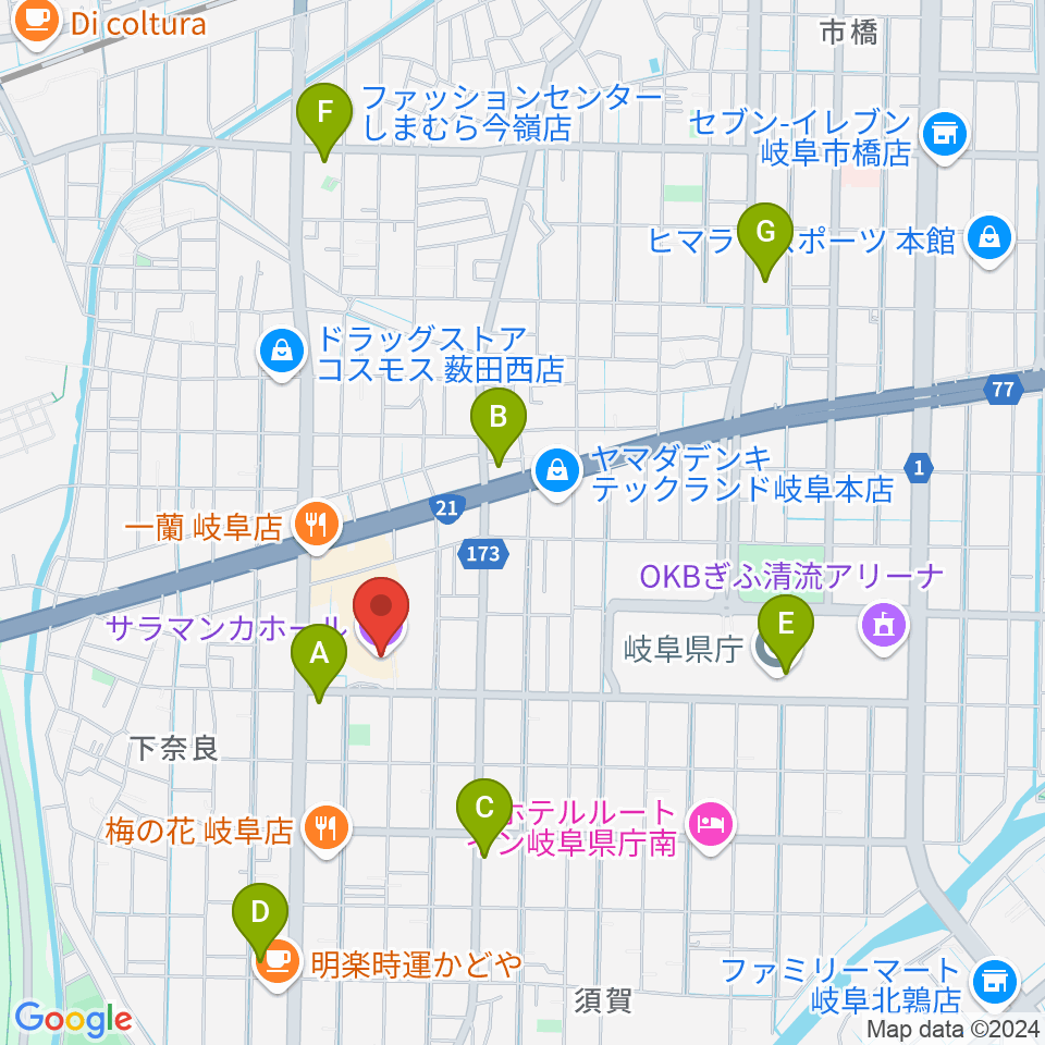 サラマンカホール周辺のコンビニエンスストア一覧地図