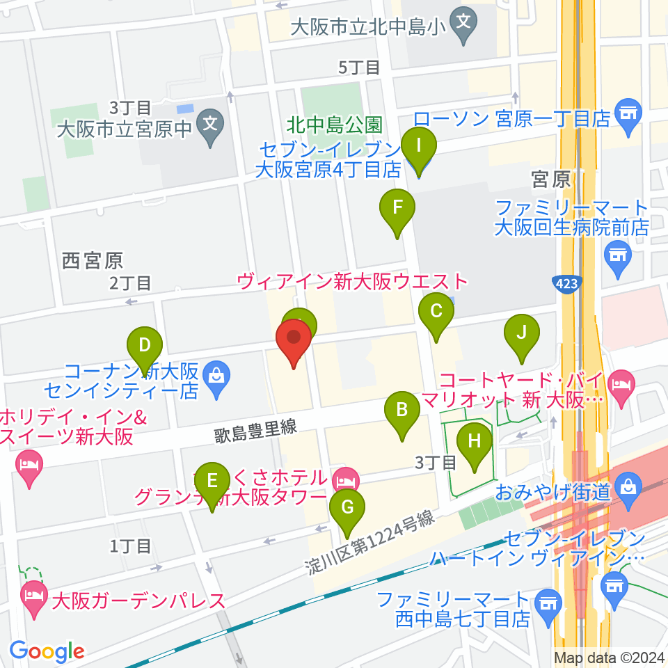ムラマツ リサイタルホール 新大阪周辺のコンビニエンスストア一覧地図