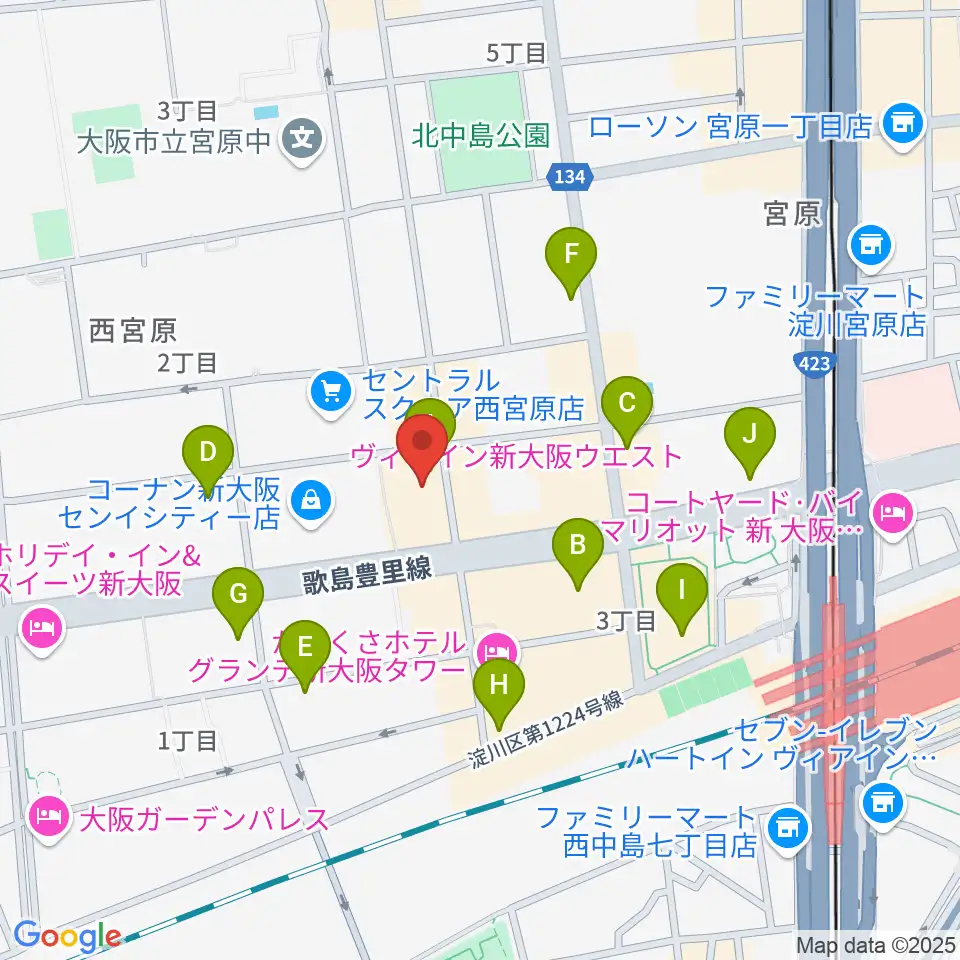 ムラマツ リサイタルホール 新大阪周辺のコンビニエンスストア一覧地図