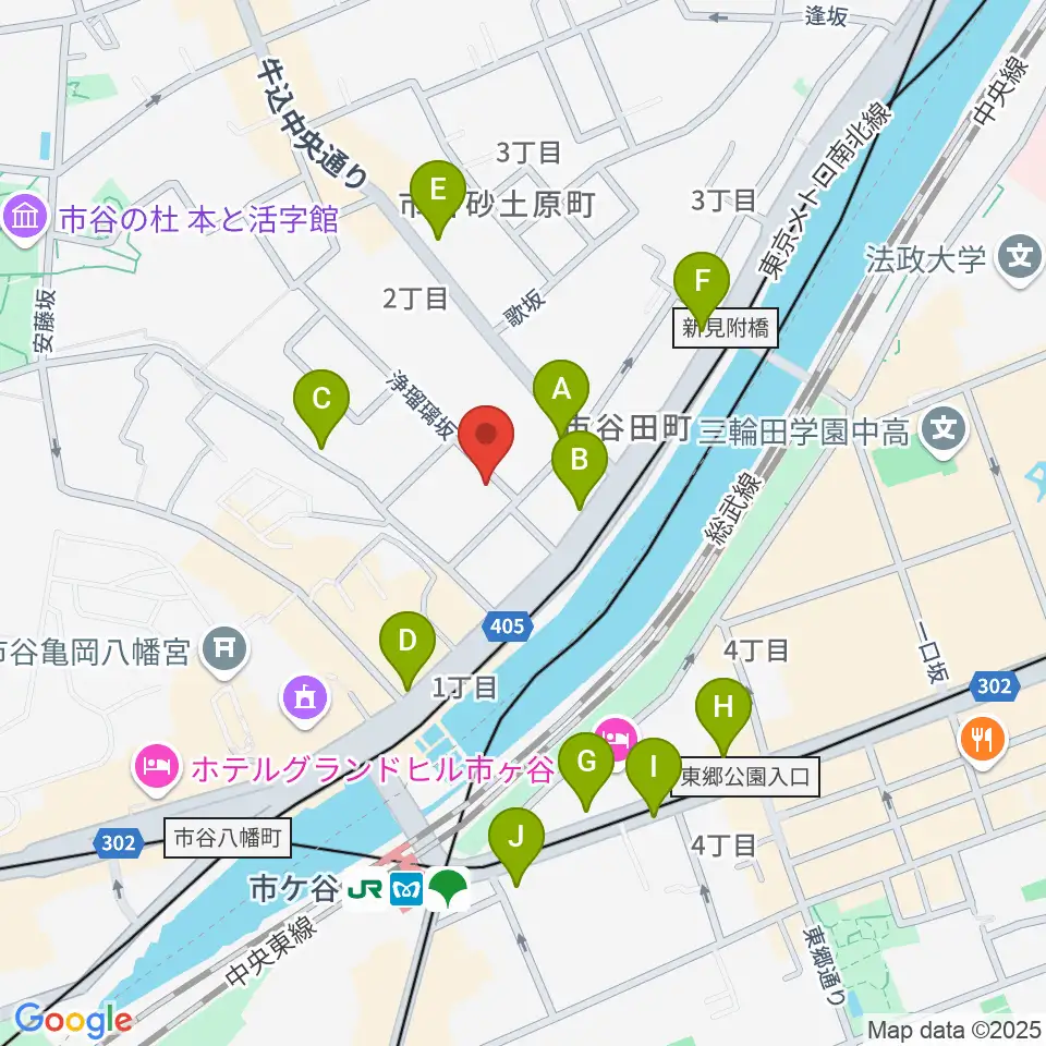ルーテル市ヶ谷ホール周辺のコンビニエンスストア一覧地図