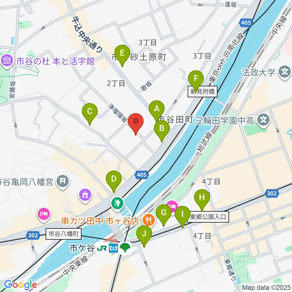 ルーテル市ヶ谷ホール周辺のコンビニエンスストア一覧地図