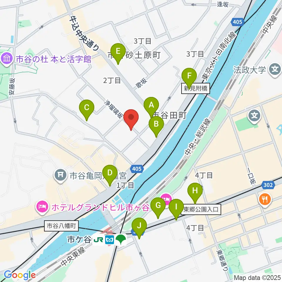 ルーテル市ヶ谷ホール周辺のコンビニエンスストア一覧地図