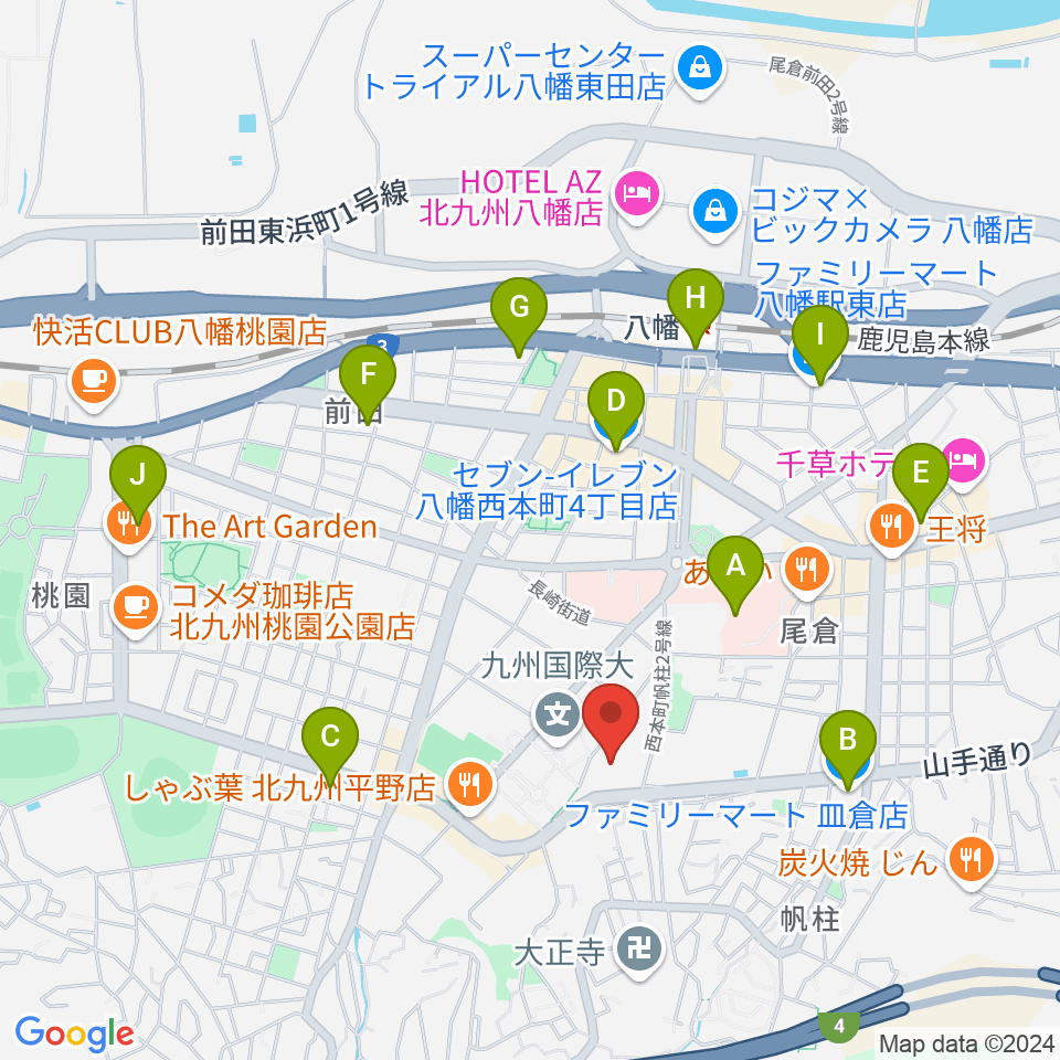 北九州市立響ホール周辺のコンビニエンスストア一覧地図