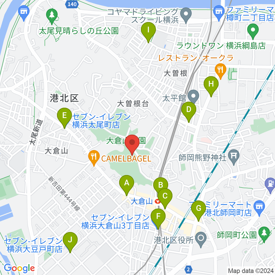 横浜市大倉山記念館周辺のコンビニエンスストア一覧地図