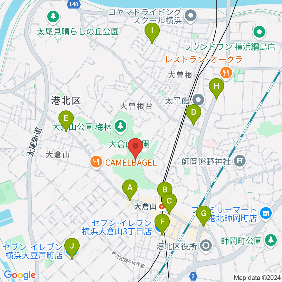 横浜市大倉山記念館周辺のコンビニエンスストア一覧地図