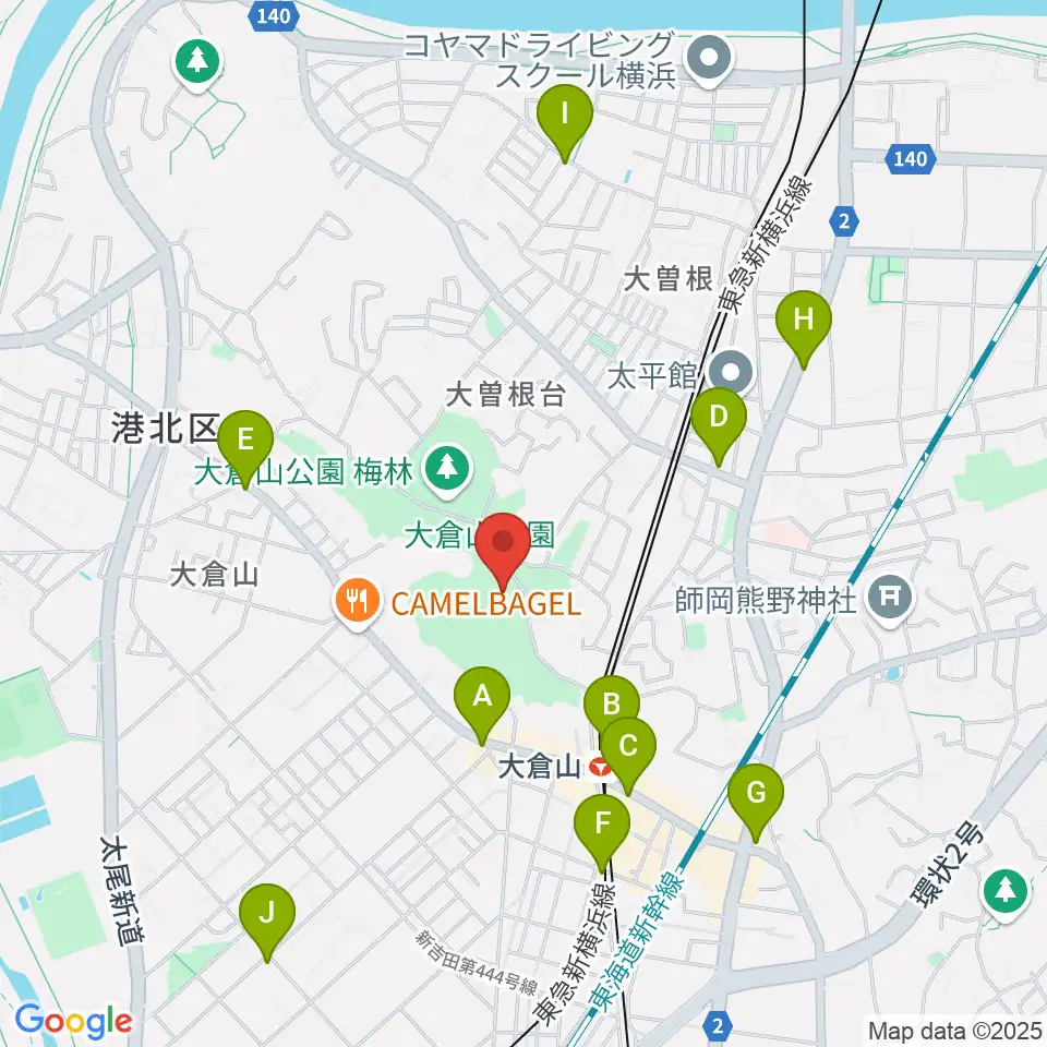 横浜市大倉山記念館周辺のコンビニエンスストア一覧地図