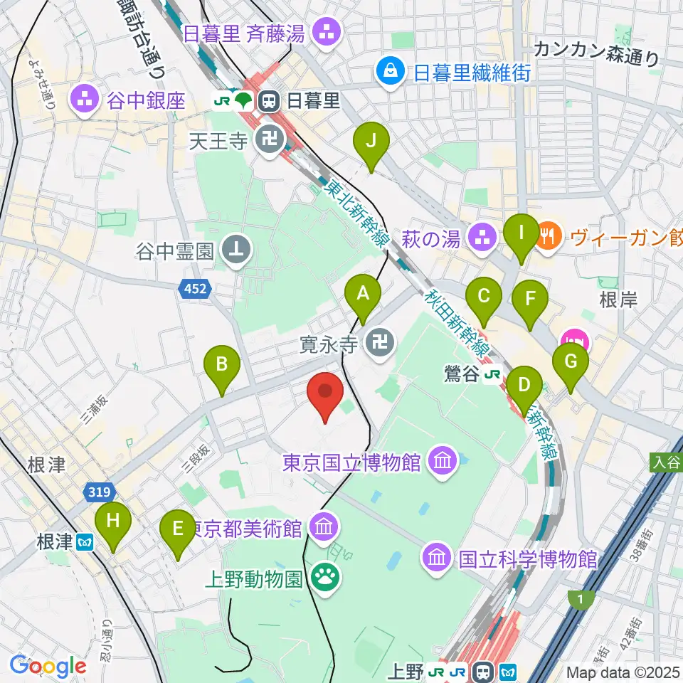 東京藝術大学奏楽堂周辺のコンビニエンスストア一覧地図