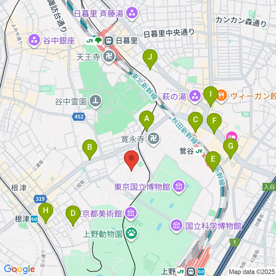 東京藝術大学奏楽堂周辺のコンビニエンスストア一覧地図