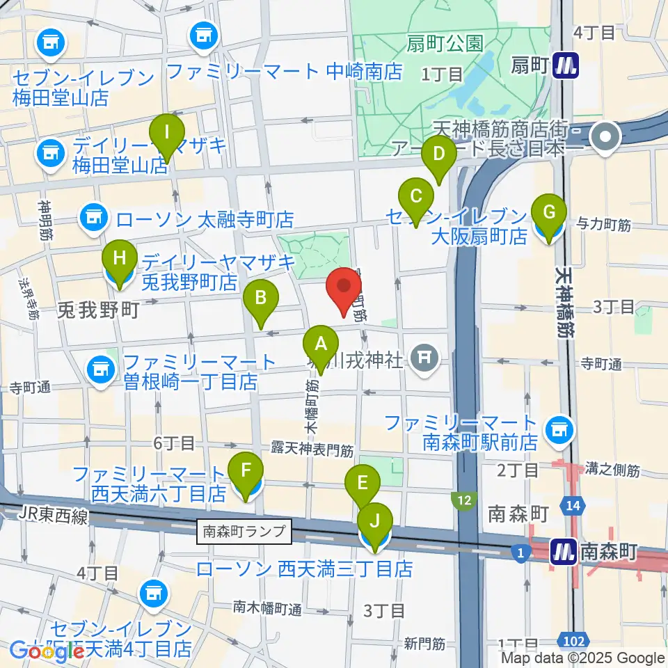 ボイトレ大阪 F-COMMUNITY周辺のコンビニエンスストア一覧地図