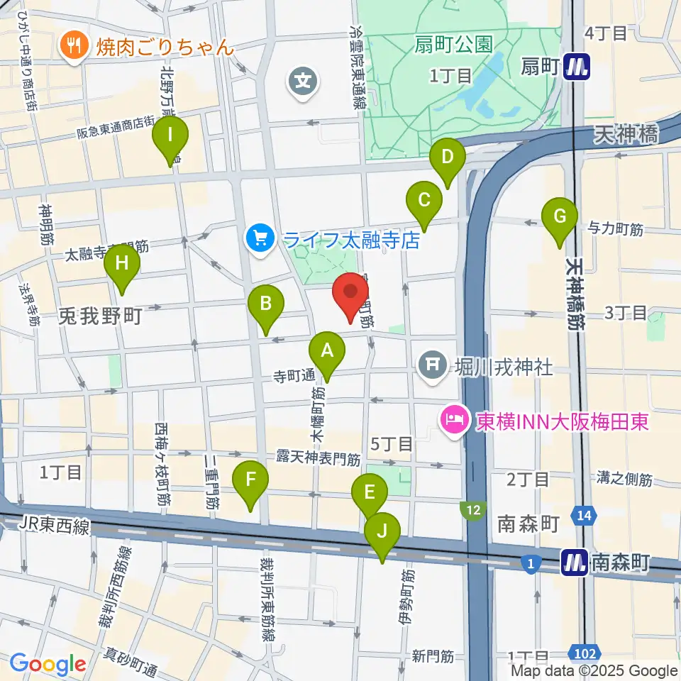 ボイトレ大阪 F-COMMUNITY周辺のコンビニエンスストア一覧地図