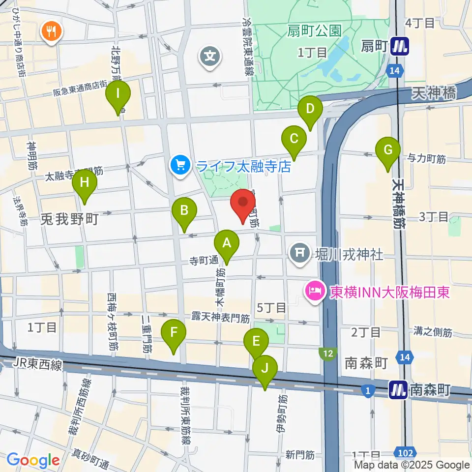 ボイトレ大阪 F-COMMUNITY周辺のコンビニエンスストア一覧地図