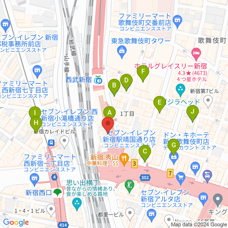 島村楽器 新宿PePe店周辺のコンビニエンスストア一覧地図