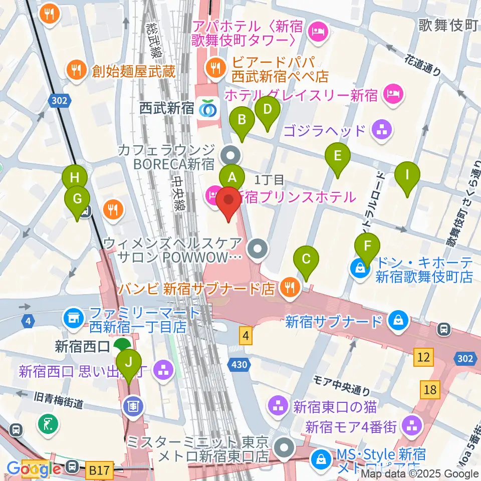 島村楽器 新宿PePe店周辺のコンビニエンスストア一覧地図