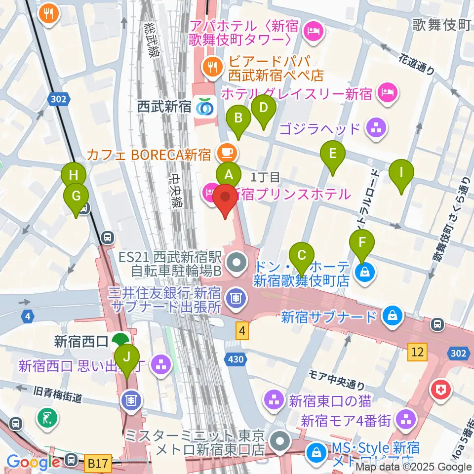 島村楽器 新宿PePe店周辺のコンビニエンスストア一覧地図