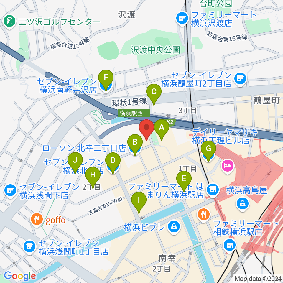 横浜ジャムラボ周辺のコンビニエンスストア一覧地図