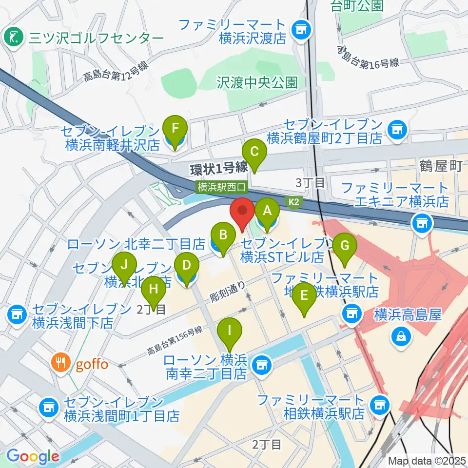 横浜ジャムラボ周辺のコンビニエンスストア一覧地図
