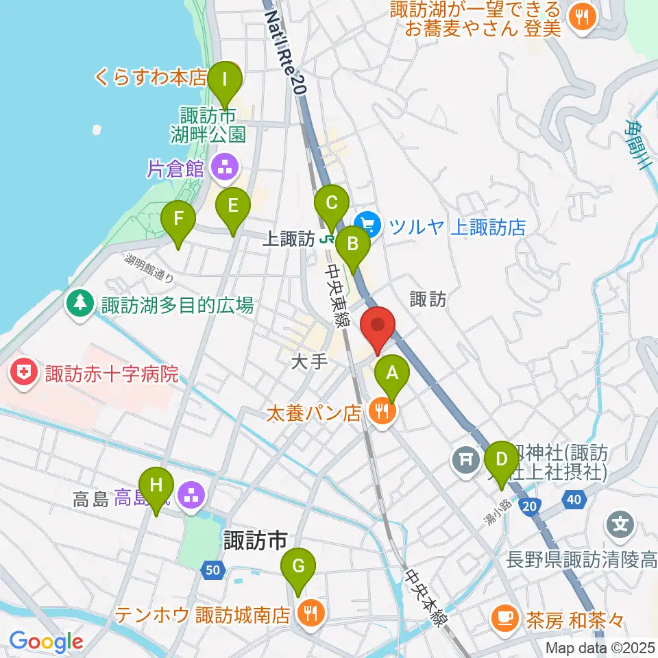 上諏訪クラブロックハーツ周辺のコンビニエンスストア一覧地図