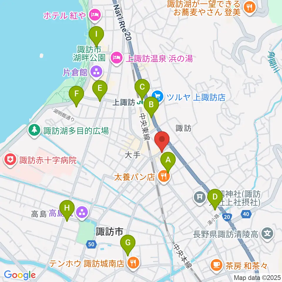 上諏訪クラブロックハーツ周辺のコンビニエンスストア一覧地図