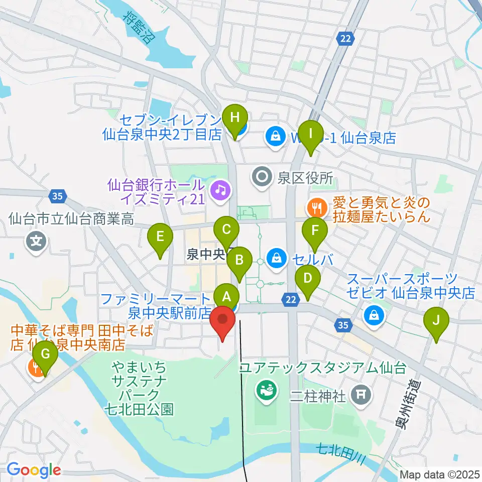 アライミュージックアカデミートゥッティ周辺のコンビニエンスストア一覧地図