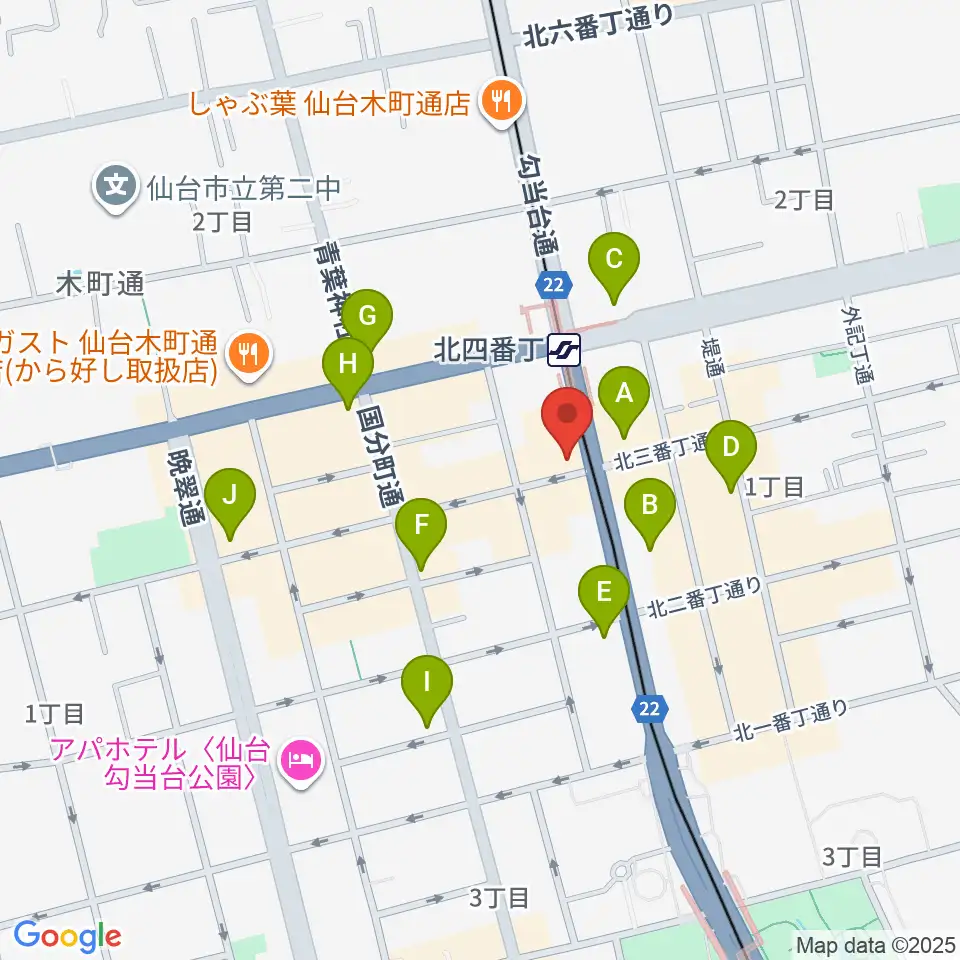 仙台ミュージックプラザ周辺のコンビニエンスストア一覧地図