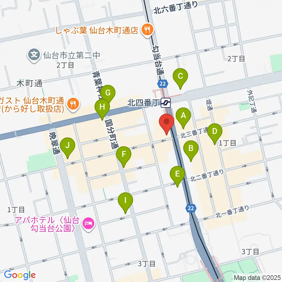 仙台ミュージックプラザ周辺のコンビニエンスストア一覧地図