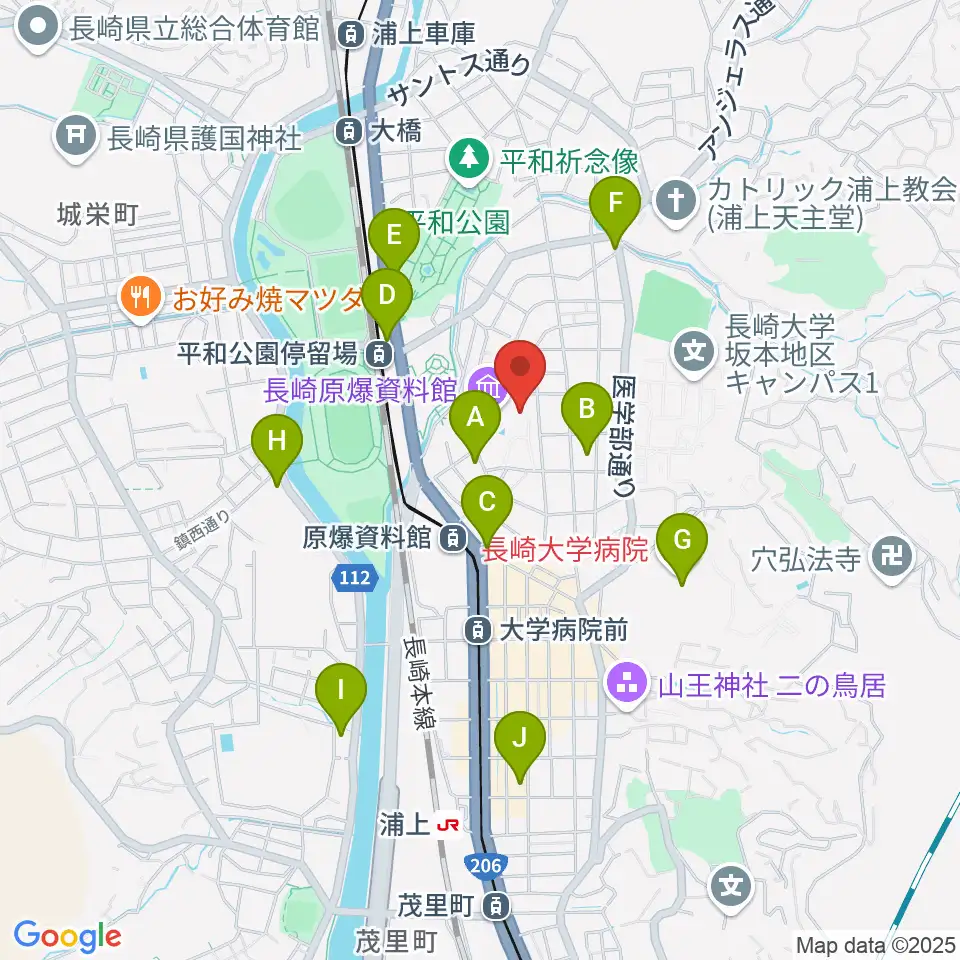 平和会館ホール周辺のコンビニエンスストア一覧地図