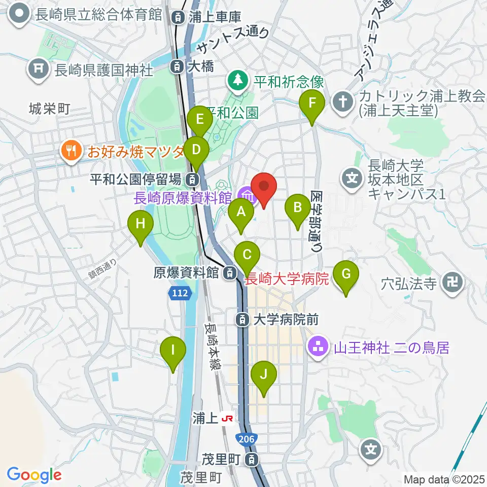 平和会館ホール周辺のコンビニエンスストア一覧地図