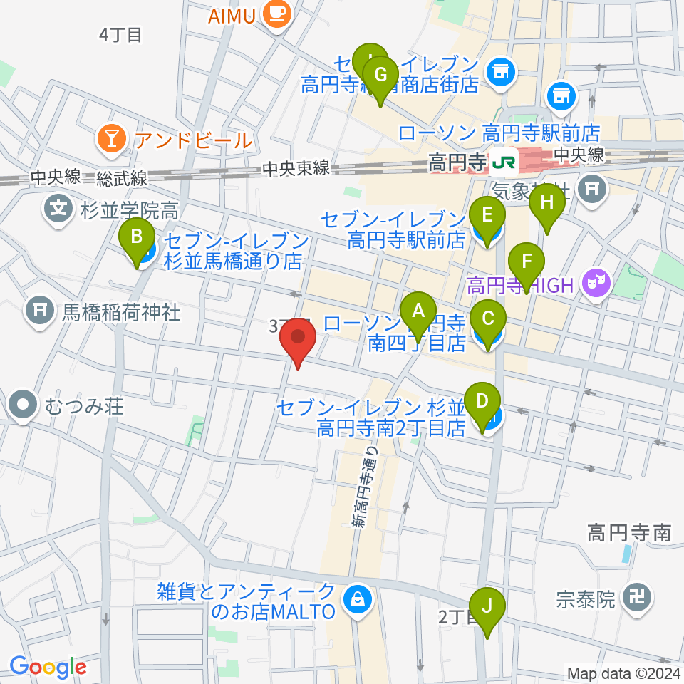 永江楽器周辺のコンビニエンスストア一覧地図