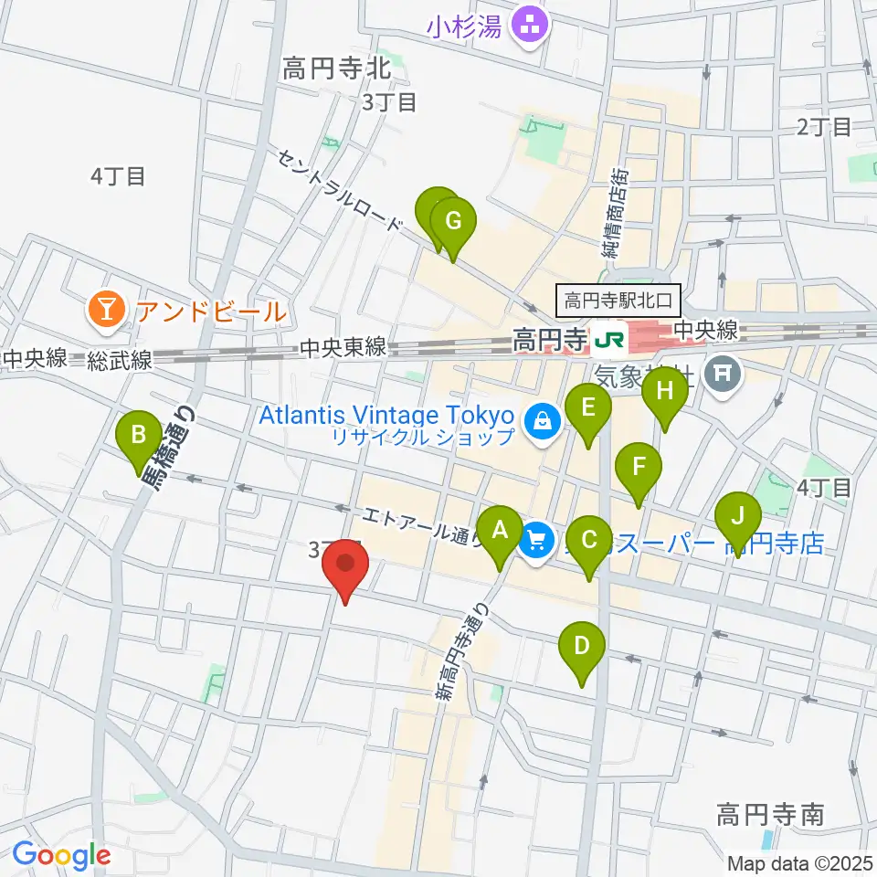 永江楽器周辺のコンビニエンスストア一覧地図