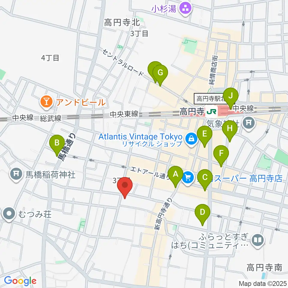永江楽器周辺のコンビニエンスストア一覧地図