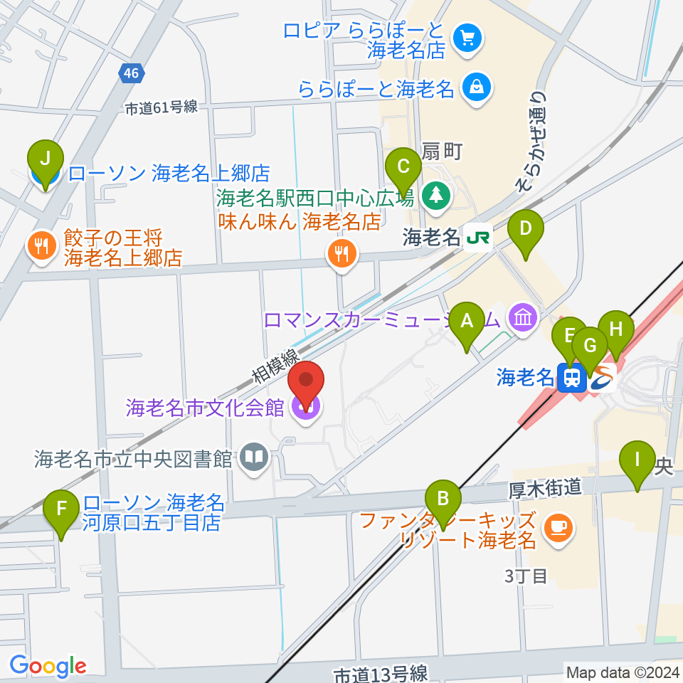 海老名市文化会館周辺のコンビニエンスストア一覧地図