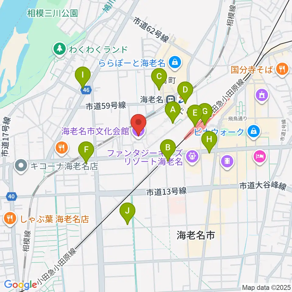 海老名市文化会館周辺のコンビニエンスストア一覧地図