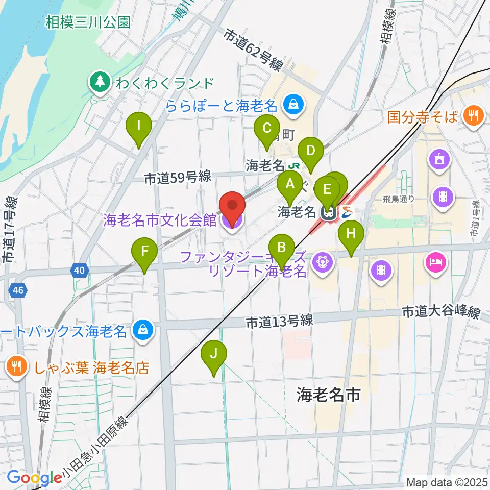 海老名市文化会館周辺のコンビニエンスストア一覧地図