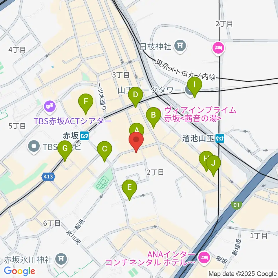 赤坂エルカミーノ周辺のコンビニエンスストア一覧地図