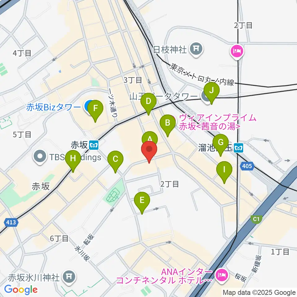 赤坂エルカミーノ周辺のコンビニエンスストア一覧地図