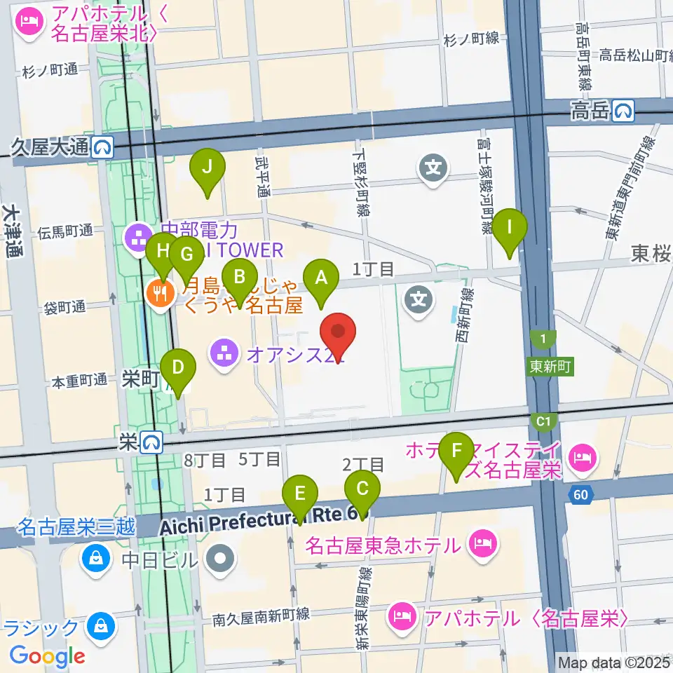 愛知県芸術劇場周辺のコンビニエンスストア一覧地図