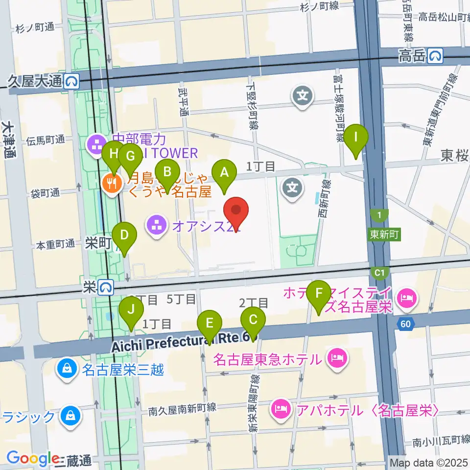 愛知県芸術劇場周辺のコンビニエンスストア一覧地図
