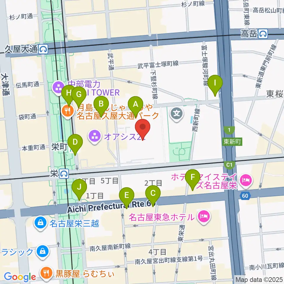 愛知県芸術劇場周辺のコンビニエンスストア一覧地図